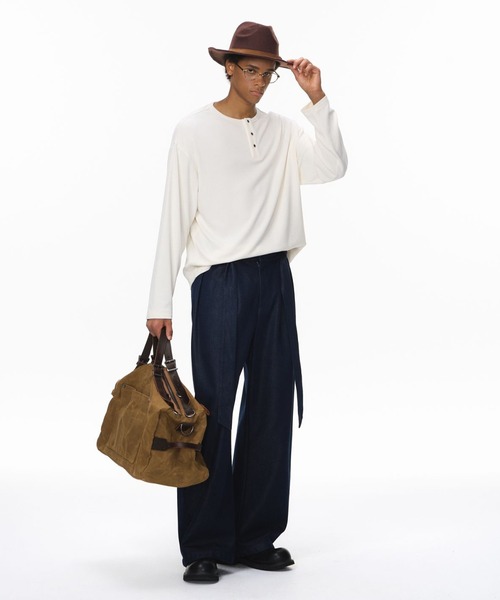 CORPUS TOKYO（コーパス トーキョー）の「オーバー フライス ヘンリーネック ロンT（Tシャツ/カットソー・メンズ・グレー/アイボリー/ブラック・1/2/3）」の20枚目の写真