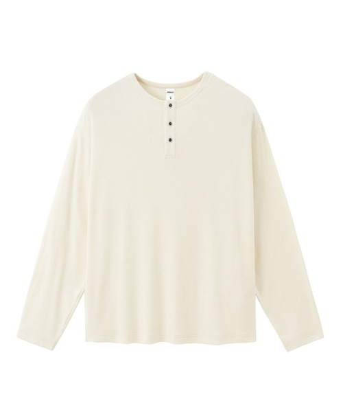 CORPUS TOKYO（コーパス トーキョー）の「オーバー フライス ヘンリーネック ロンT（Tシャツ/カットソー・メンズ・グレー/アイボリー/ブラック・1/2/3）」の4枚目の写真