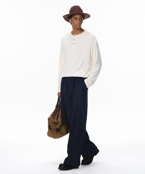 CORPUS TOKYO（コーパス トーキョー）の「オーバー フライス ヘンリーネック ロンT（Tシャツ/カットソー・メンズ・グレー/アイボリー/ブラック・1/2/3）」の21枚目の写真