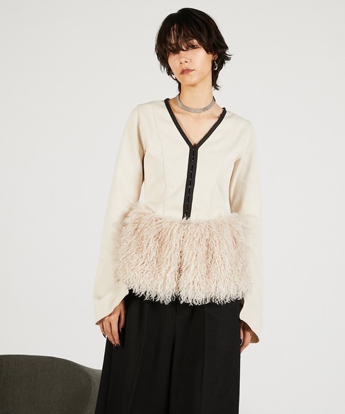 PRANK PROJECT（プランクプロジェクト）の「ファーヘムフックアイトップ / Far Hem Hook Eye Top（その他トップス・レディース・グレー/ブラック/アイボリー・FREE）」の9枚目の写真