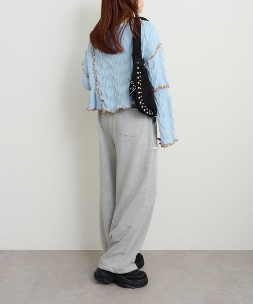 w closet（ダブルクローゼット）の「配色メロウケーブルリボンカーディガン（カーディガン/ボレロ・レディース・アイボリー/サックスブルー/グレー/グリーン/ネイビー/ブラウン・FREE）」の13枚目の写真