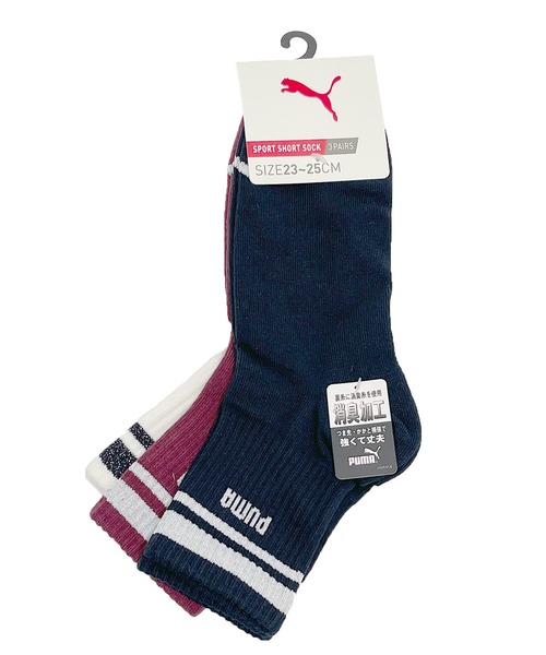 PUMA（プーマ）の「PUMA プーマ 靴下 消臭加工 つま先かかと補強 リブソックス 3足セット 3P（ソックス/靴下・レディース・マルチ・23-25cm）」の8枚目の写真