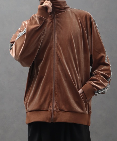 セール】モードサイドライン ベロアトラックジャケット（ブルゾン