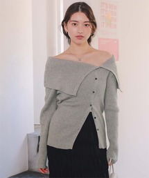 ニット/セーター（グレー/灰色系・オフショルダー）ファッション通販