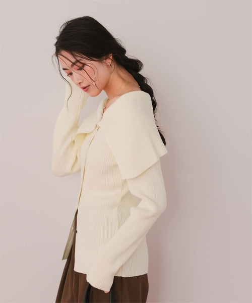 titivate（ティティベイト）の「アシンメトリーオフショルダーニットトップス（ニット/セーター・レディース・グレー/ベージュ/ネイビー/ブラック/アイボリー・M/L/S）」の7枚目の写真