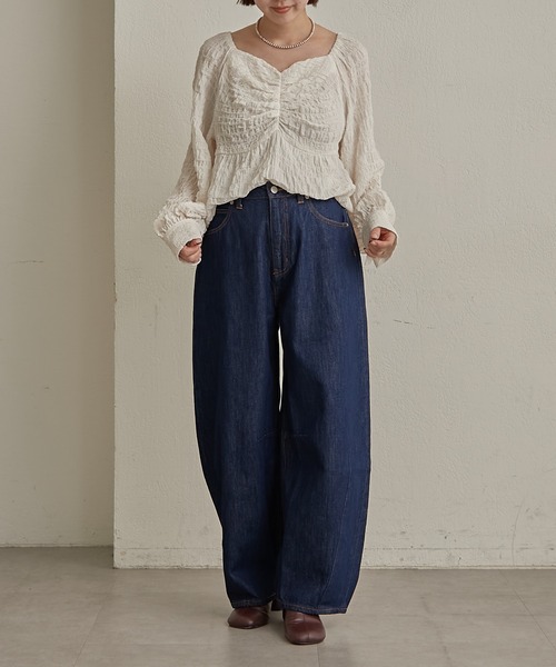 Omekashi（オメカシ）の「カーブデニム（デニムパンツ・レディース・インディゴブルー/ブラック・マルチサイズ）」の21枚目の写真