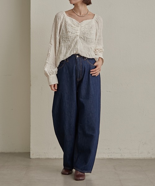 Omekashi（オメカシ）の「カーブデニム（デニムパンツ・レディース・インディゴブルー/ブラック・マルチサイズ）」の19枚目の写真