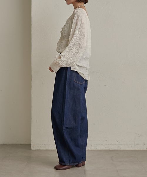 Omekashi（オメカシ）の「カーブデニム（デニムパンツ・レディース・インディゴブルー/ブラック・マルチサイズ）」の18枚目の写真