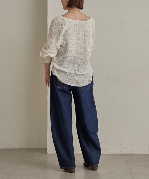 Omekashi（オメカシ）の「カーブデニム（デニムパンツ・レディース・インディゴブルー/ブラック・マルチサイズ）」の17枚目の写真