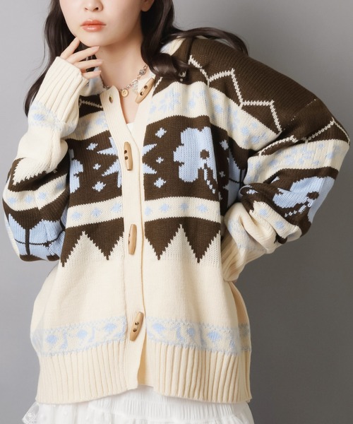 冬の森へ☆彡ノルディック風ジャガードカーディガン/フード付き/NEO森