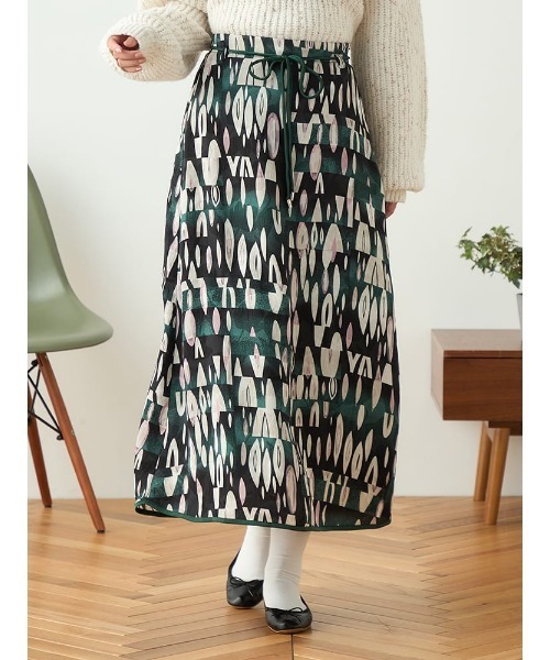 HARUYAMA(ハルヤマ)の「【WEB限定】パネル柄パイピングスカート FURRY(スカート・レディース・ブラウン/グリーン/ブラック・F)」の5枚目の写真