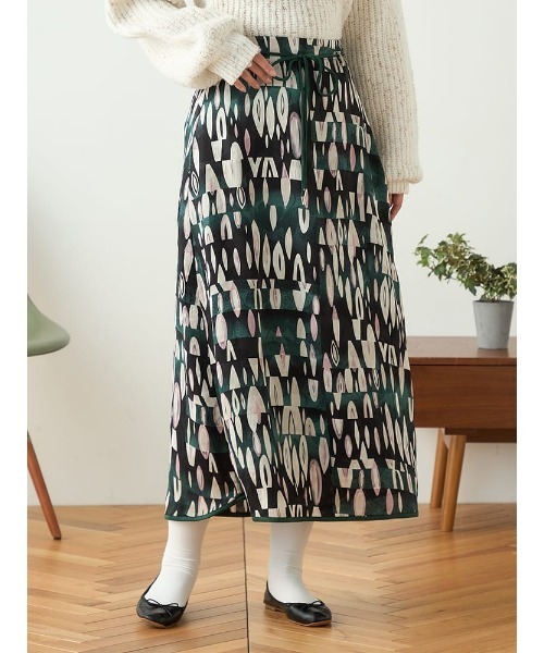HARUYAMA(ハルヤマ)の「【WEB限定】パネル柄パイピングスカート FURRY(スカート・レディース・ブラウン/グリーン/ブラック・F)」の6枚目の写真