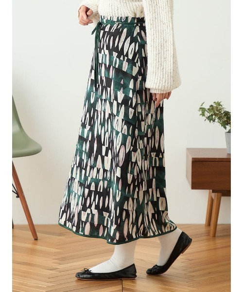 HARUYAMA(ハルヤマ)の「【WEB限定】パネル柄パイピングスカート FURRY(スカート・レディース・ブラウン/グリーン/ブラック・F)」の8枚目の写真