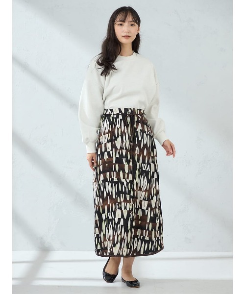 HARUYAMA(ハルヤマ)の「【WEB限定】パネル柄パイピングスカート FURRY(スカート・レディース・ブラウン/グリーン/ブラック・F)」の14枚目の写真