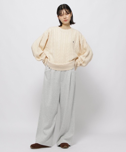 POLO BCS（ポロ ビーシーエス）の「【POLO BCS(ポロ・ビーシーエス)】タックイージーパンツ（スウェットパンツ・レディース・ブラック/ナチュラル/ブラウン/ブルー・FREE）」の9枚目の写真