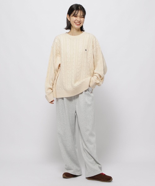 POLO BCS（ポロ ビーシーエス）の「【POLO BCS(ポロ・ビーシーエス)】タックイージーパンツ（スウェットパンツ・レディース・ブラック/ナチュラル/ブラウン/ブルー・FREE）」の10枚目の写真