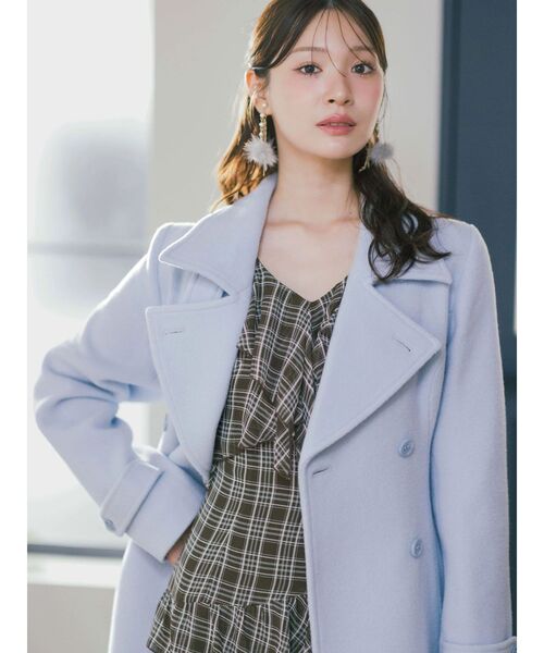MERCURYDUO（マーキュリーデュオ）の「ウールスタンドカラーコート（その他アウター・レディース・アイボリー/ブラック/ライトブルー・SMALL/MEDIUM）」の10枚目の写真