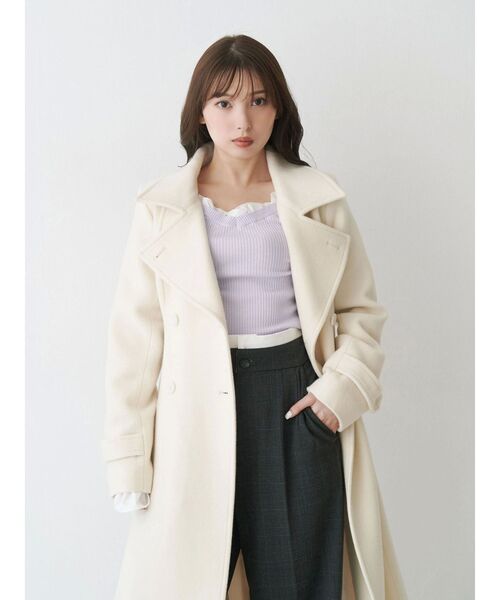 MERCURYDUO（マーキュリーデュオ）の「ウールスタンドカラーコート（その他アウター・レディース・アイボリー/ブラック/ライトブルー・SMALL/MEDIUM）」の14枚目の写真