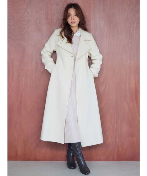 MERCURYDUO（マーキュリーデュオ）の「ウールスタンドカラーコート（その他アウター・レディース・アイボリー/ブラック/ライトブルー・SMALL/MEDIUM）」の7枚目の写真