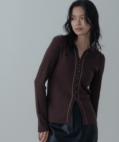 GALLEST（ギャレスト）の「【一部店舗限定】ポロ衿リブニット（ニット/セーター・レディース・グレー/ブラウン系その他/アイボリー・38）」の3枚目の写真