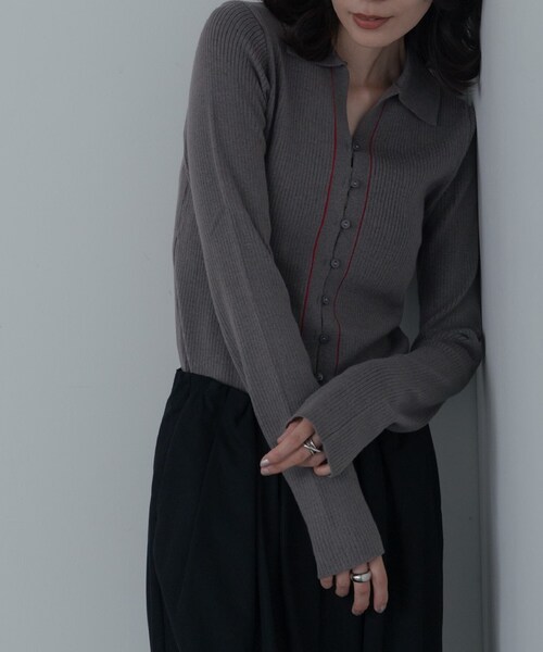 GALLEST（ギャレスト）の「【一部店舗限定】ポロ衿リブニット（ニット/セーター・レディース・グレー/ブラウン系その他/アイボリー・38）」の9枚目の写真