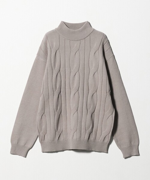 セール】ビッグ ケーブル モックネックニット-ウォッシャブル-＜A DAY