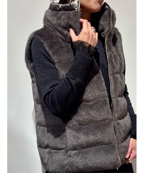 HERNO フーデッドダウンベスト　ブラウン　2way フード取外し　軽量　52 HERNO / フーデッド ダウンベスト（ダウンベスト）｜HERNO（ヘルノ）の