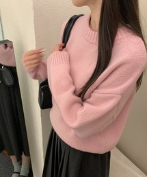 クルーネックドロップショルダーニット