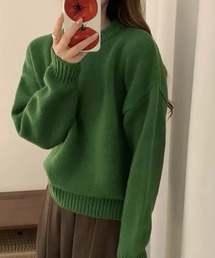 クルーネックドロップショルダーニット