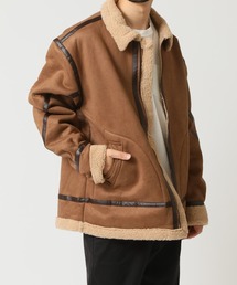 ARCADE（アーケード）の「フェイクムートン 総裏ボア ボンバージャケット / フライトジャケット（ムートンコート）」