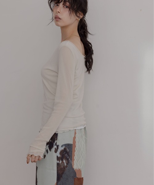 Eimee Law（エイミーロウ）の「ナイロンストレッチチュールインナー（Tシャツ/カットソー・レディース・ブラック/ライトベージュ/ミント・FREE）」の7枚目の写真