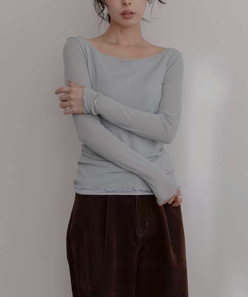 Eimee Law（エイミーロウ）の「ナイロンストレッチチュールインナー（Tシャツ/カットソー・レディース・ブラック/ライトベージュ/ミント・FREE）」の13枚目の写真
