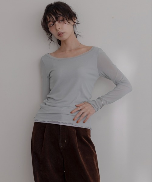 Eimee Law（エイミーロウ）の「ナイロンストレッチチュールインナー（Tシャツ/カットソー・レディース・ブラック/ライトベージュ/ミント・FREE）」の14枚目の写真