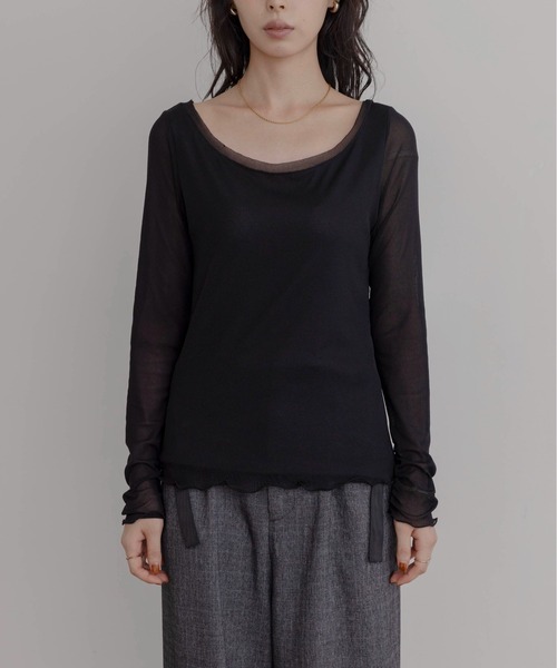 Eimee Law（エイミーロウ）の「ナイロンストレッチチュールインナー（Tシャツ/カットソー・レディース・ブラック/ライトベージュ/ミント・FREE）」の20枚目の写真