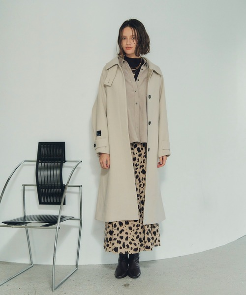 YECCA VECCA(イェッカヴェッカ)の「ウール混ステンカラーロングコート(ステンカラーコート・レディース・ダークネイビー/モカ/ライトベージュ・FREE)」の9枚目の写真