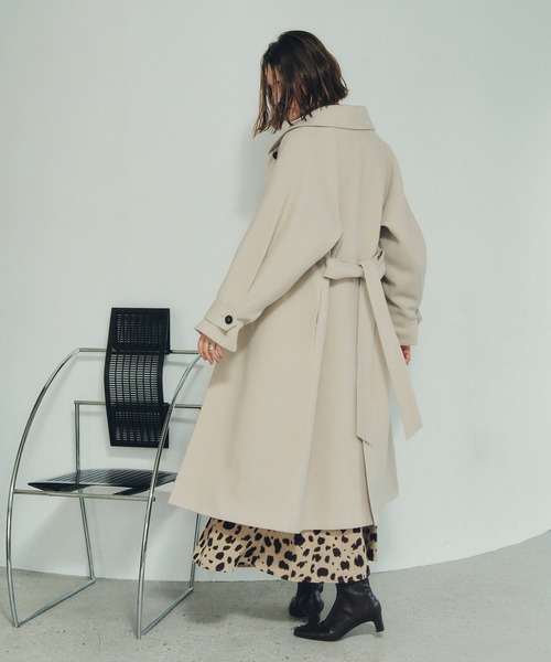 YECCA VECCA(イェッカヴェッカ)の「ウール混ステンカラーロングコート(ステンカラーコート・レディース・ダークネイビー/モカ/ライトベージュ・FREE)」の10枚目の写真