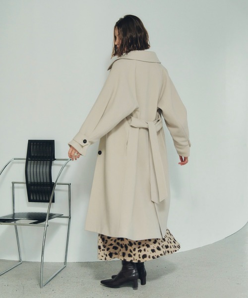 YECCA VECCA(イェッカヴェッカ)の「ウール混ステンカラーロングコート(ステンカラーコート・レディース・ダークネイビー/モカ/ライトベージュ・FREE)」の11枚目の写真