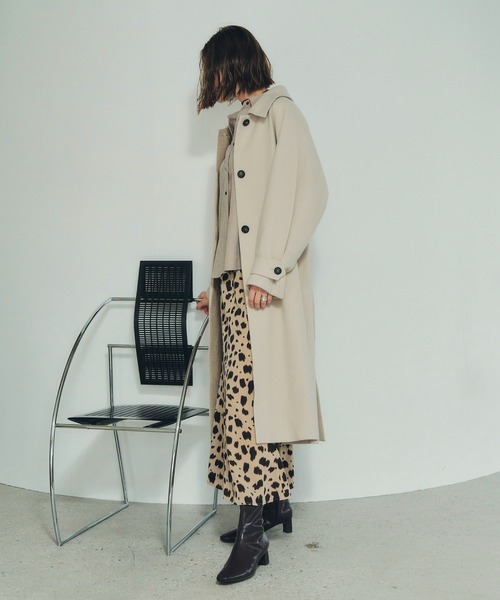 YECCA VECCA(イェッカヴェッカ)の「ウール混ステンカラーロングコート(ステンカラーコート・レディース・ダークネイビー/モカ/ライトベージュ・FREE)」の13枚目の写真