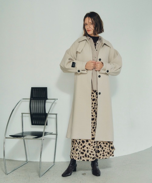 YECCA VECCA(イェッカヴェッカ)の「ウール混ステンカラーロングコート(ステンカラーコート・レディース・ダークネイビー/モカ/ライトベージュ・FREE)」の8枚目の写真