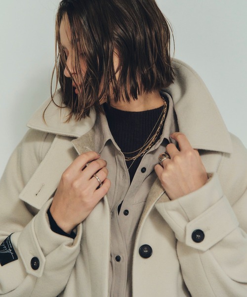 YECCA VECCA(イェッカヴェッカ)の「ウール混ステンカラーロングコート(ステンカラーコート・レディース・ダークネイビー/モカ/ライトベージュ・FREE)」の18枚目の写真