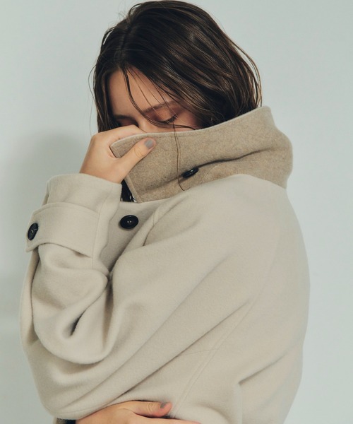 YECCA VECCA(イェッカヴェッカ)の「ウール混ステンカラーロングコート(ステンカラーコート・レディース・ダークネイビー/モカ/ライトベージュ・FREE)」の19枚目の写真