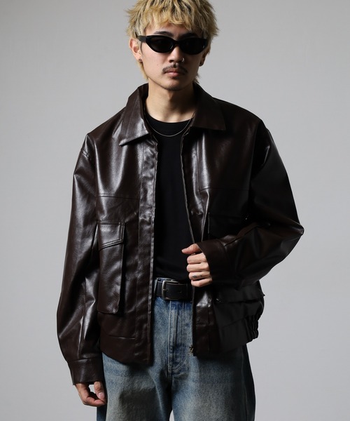 CIAO(チャオ)の「CIAO PU ブルゾン(ミリタリージャケット・メンズ・ブラウン/ブラック・M/XL/L)」の20枚目の写真