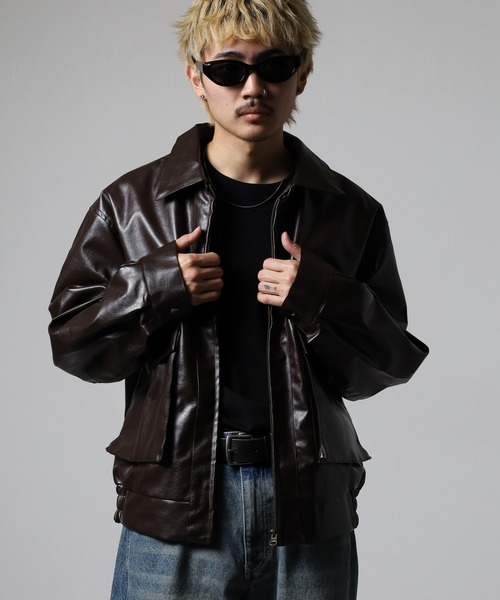 CIAO(チャオ)の「CIAO PU ブルゾン(ミリタリージャケット・メンズ・ブラウン/ブラック・M/XL/L)」の21枚目の写真
