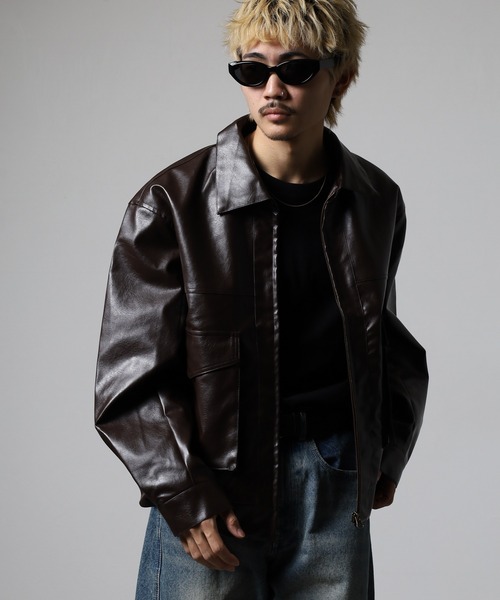 CIAO(チャオ)の「CIAO PU ブルゾン(ミリタリージャケット・メンズ・ブラウン/ブラック・M/XL/L)」の22枚目の写真