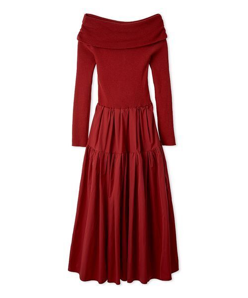 emmi（エミ）の「オフショルニットドッキングワンピース（ワンピース・レディース・レッド/ブラウン/アイボリー・0/1）」の3枚目の写真