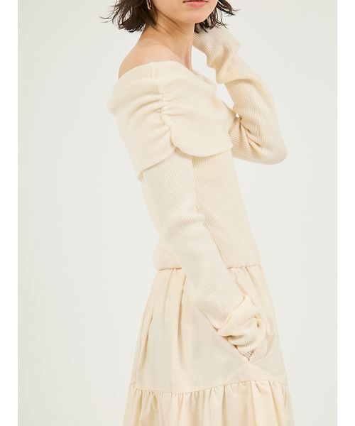 emmi（エミ）の「オフショルニットドッキングワンピース（ワンピース・レディース・レッド/ブラウン/アイボリー・0/1）」の10枚目の写真