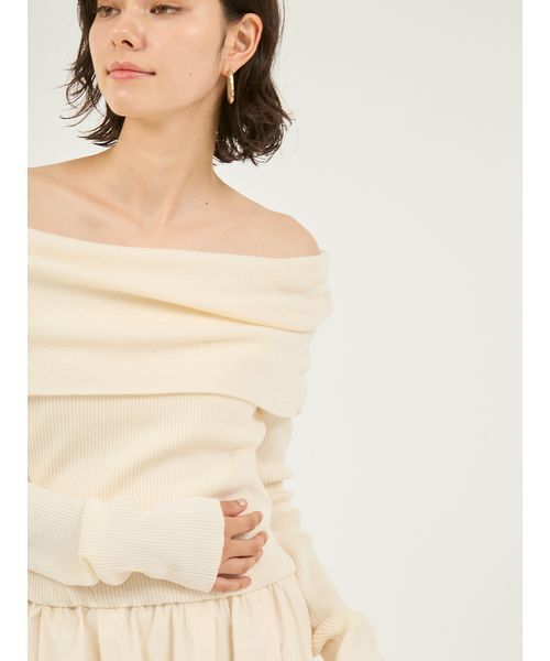 emmi（エミ）の「オフショルニットドッキングワンピース（ワンピース・レディース・レッド/ブラウン/アイボリー・0/1）」の12枚目の写真