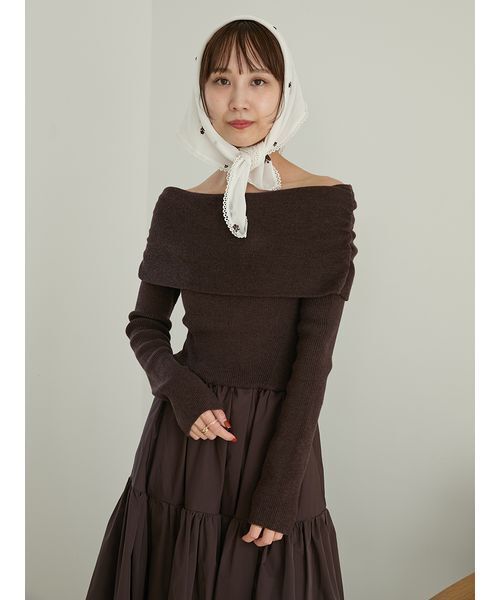 emmi（エミ）の「オフショルニットドッキングワンピース（ワンピース・レディース・レッド/ブラウン/アイボリー・0/1）」の18枚目の写真