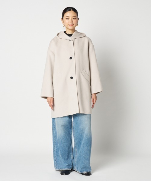 HELIOPOLE（エリオポール）の「DOUBLE FACE HOODIE COAT（その他アウター・レディース・アイボリー/ブラック・36/38）」の13枚目の写真