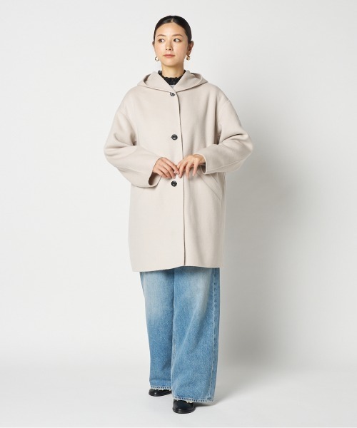 HELIOPOLE（エリオポール）の「DOUBLE FACE HOODIE COAT（その他アウター・レディース・アイボリー/ブラック・36/38）」の16枚目の写真